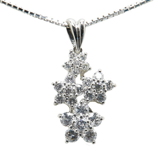 Platinum Diamond Flower Motif Necklace