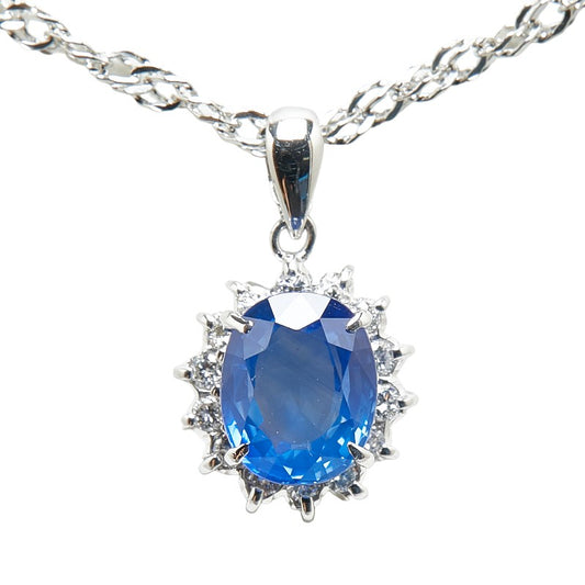 Platinum Sapphire 1.94ct Diamond 0.20ct Necklace