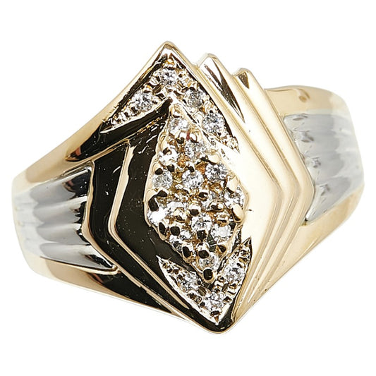 K18YG Yellow Gold Pt900 Platinum Diamond Ring 0.13ct