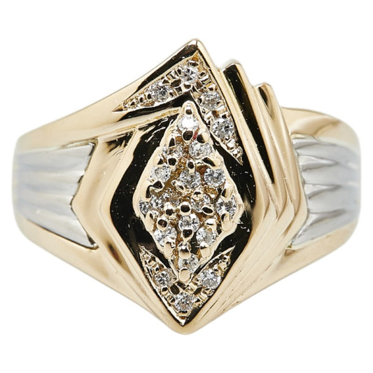 K18YG Yellow Gold Pt900 Platinum Diamond Ring 0.13ct