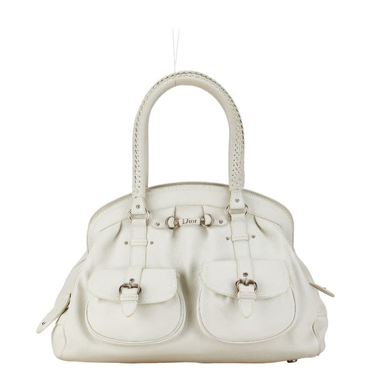 Dior Leather Tote Handbag White