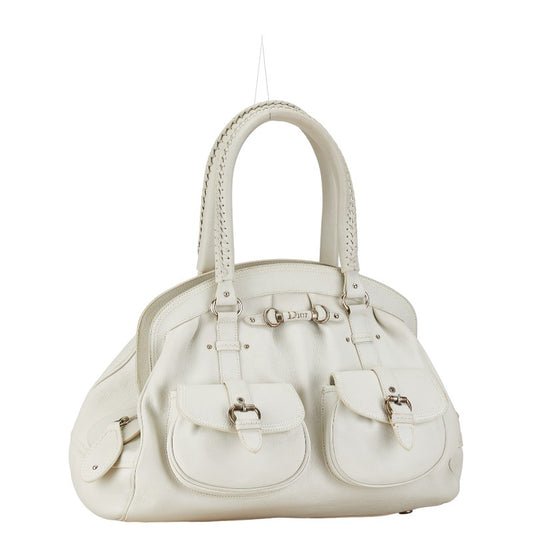 Dior Leather Tote Handbag White