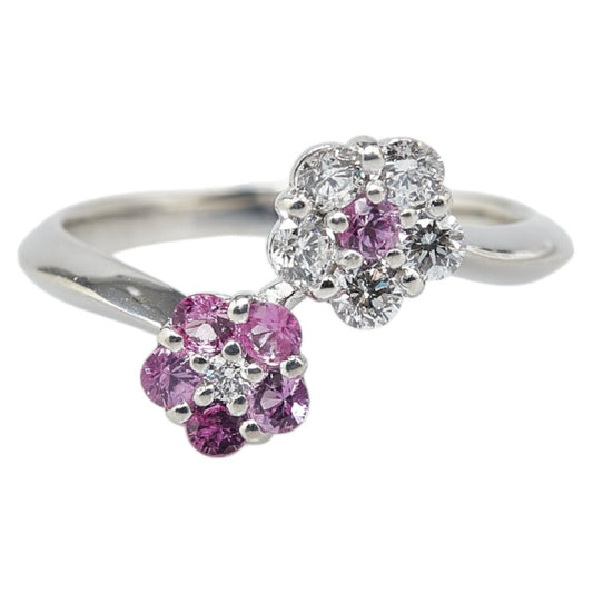 K18WG White Gold Pink Sapphire Flower Ring