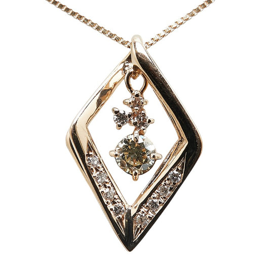 K18PG Pink Gold Diamond Pendant Necklace