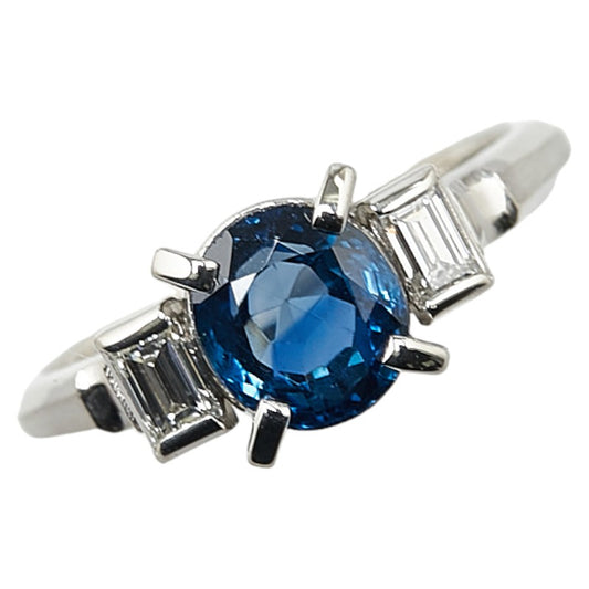 Pt900 Platinum Sapphire 1.58ct Diamond 0.24ct Ring