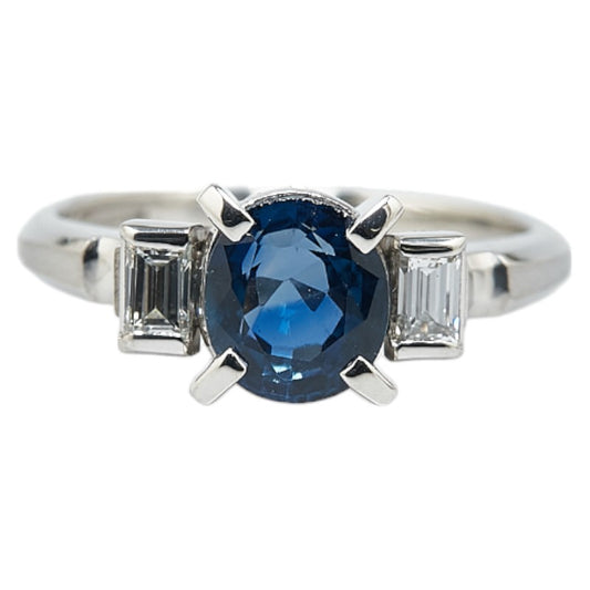 Pt900 Platinum Sapphire 1.58ct Diamond 0.24ct Ring