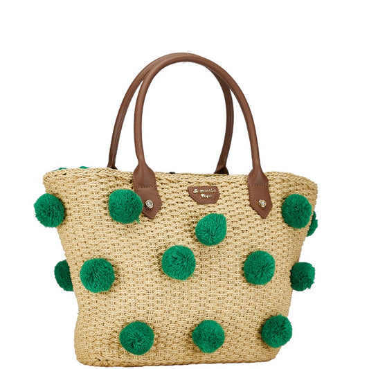 Samantha Vega Straw Leather Tote Bag