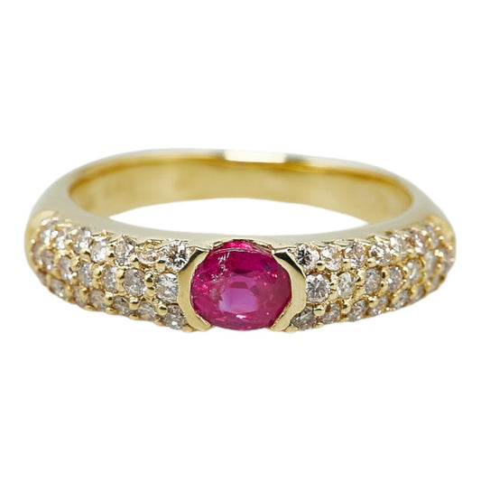 K18YG Yellow Gold Ruby Diamond Ring