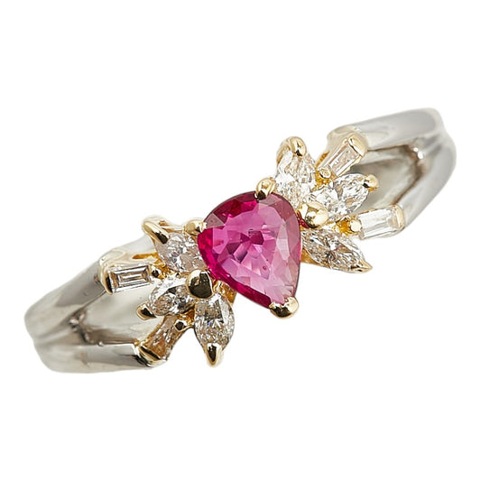 Platinum Yellow Gold Ruby Diamond Ring