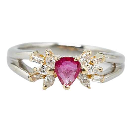 Platinum Yellow Gold Ruby Diamond Ring