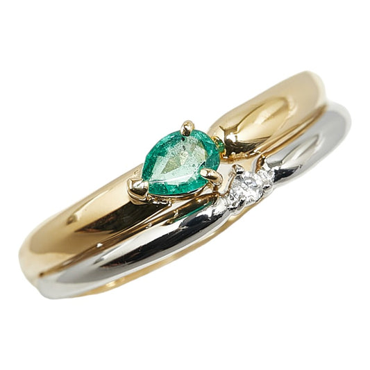 Platinum Yellow Gold Emerald Diamond Ring