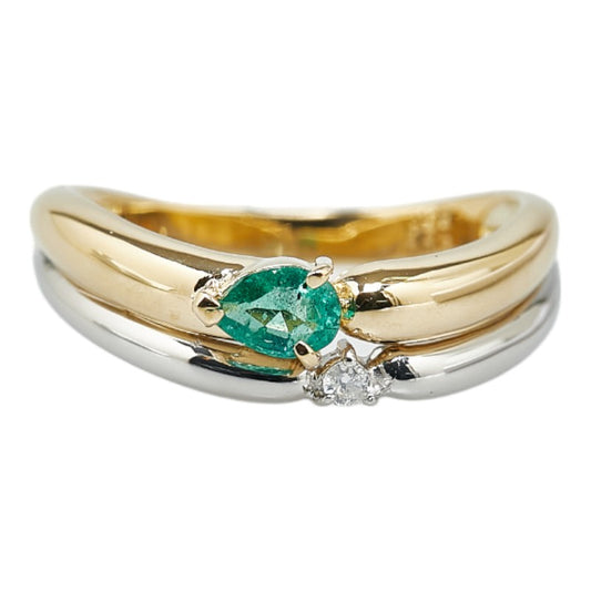 Platinum Yellow Gold Emerald Diamond Ring