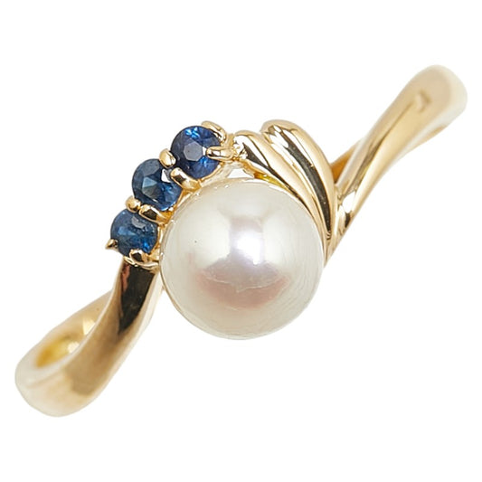 K18YG Yellow Gold Pearl Sapphire Ring