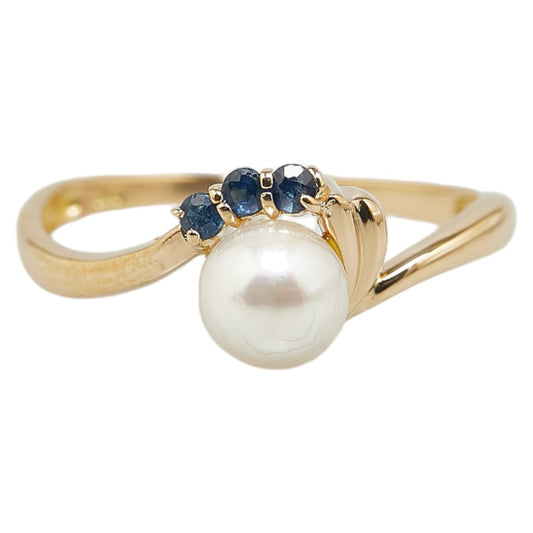 K18YG Yellow Gold Pearl Sapphire Ring