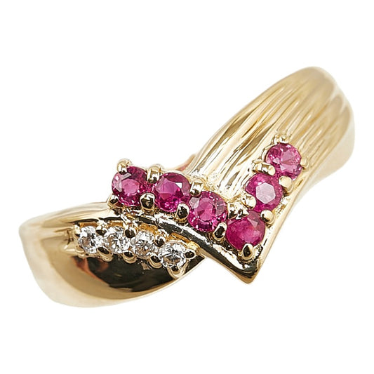 K18YG Yellow Gold Ruby Diamond Ring