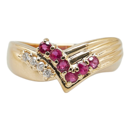 K18YG Yellow Gold Ruby Diamond Ring