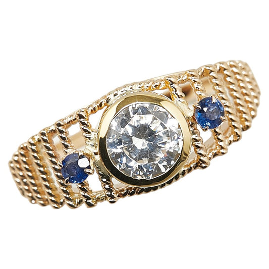 K14YG Yellow Gold Zirconia Sapphire Ring