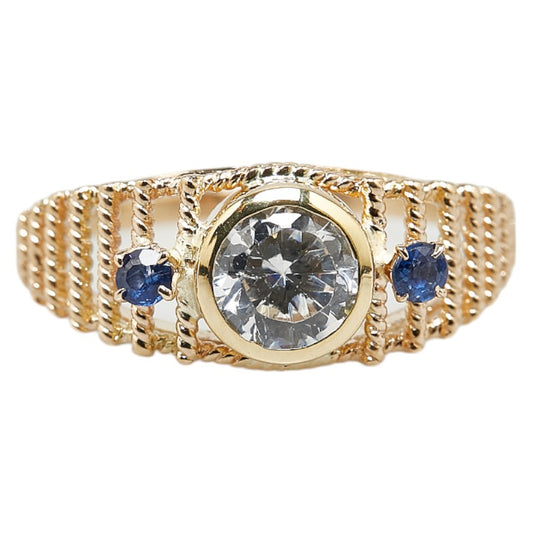 K14YG Yellow Gold Zirconia Sapphire Ring