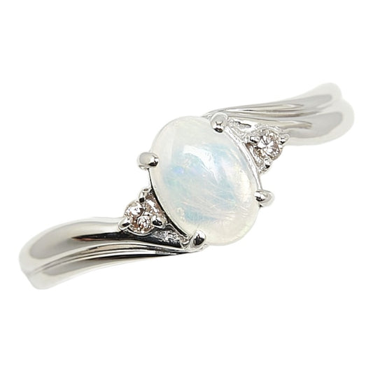 Pt850 Platinum Opal 0.5ct Diamond 0.04ct Ring