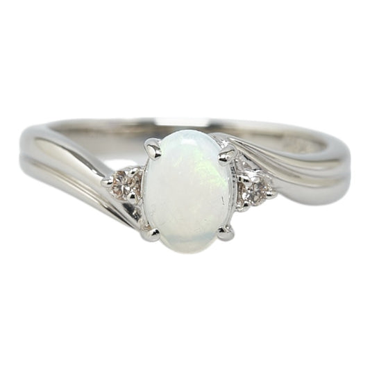 Pt850 Platinum Opal 0.5ct Diamond 0.04ct Ring