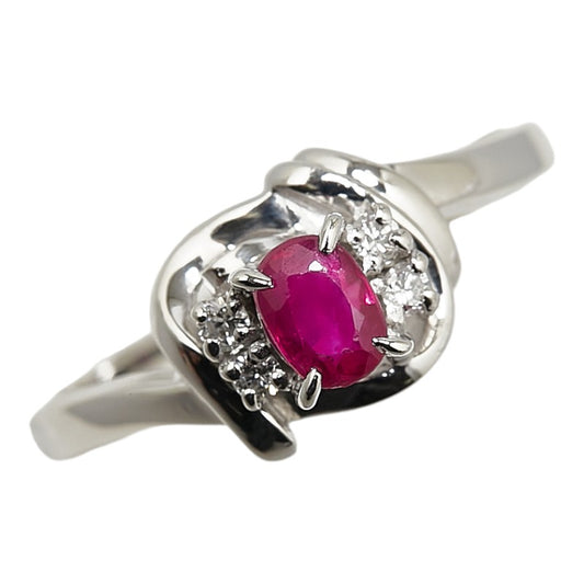 Pt900 Platinum Ruby 0.45ct Diamond 0.08ct Ring