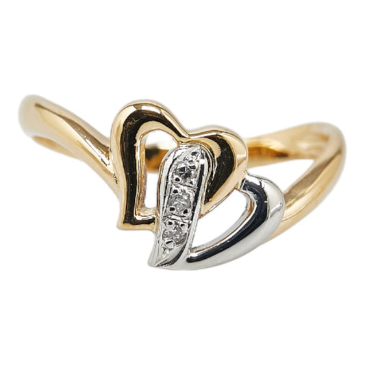 Pt900 Platinum K20YG Gold Diamond Heart Ring