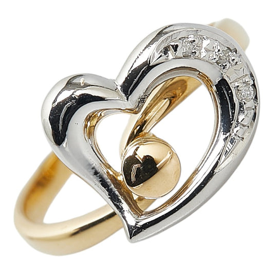 Platinum Yellow Gold Diamond Heart Ring