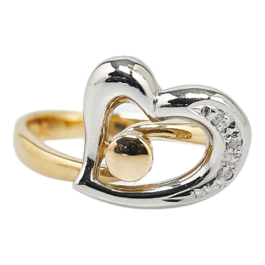 Platinum Yellow Gold Diamond Heart Ring