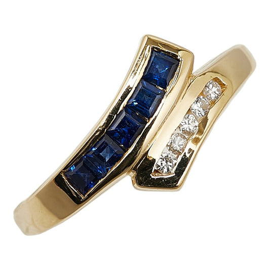 K18YG Yellow Gold Sapphire Diamond Ring