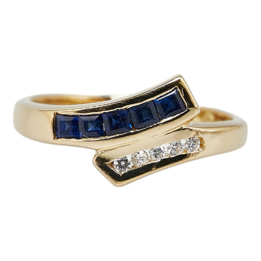 K18YG Yellow Gold Sapphire Diamond Ring