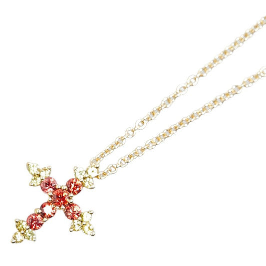 K18YG Yellow Gold Sapphire Cross Necklace