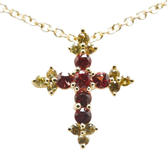 K18YG Yellow Gold Sapphire Cross Necklace