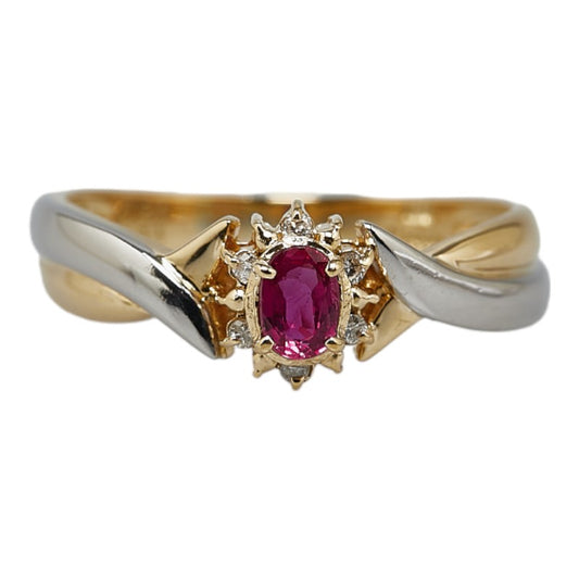 Platinum Yellow Gold Ruby Diamond Ring