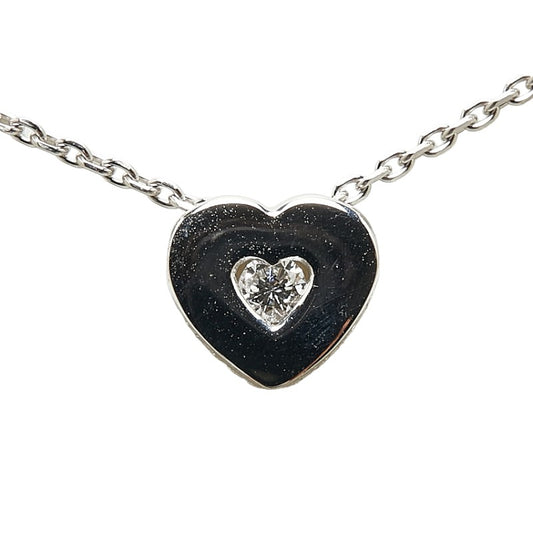 K18WG White Gold Diamond Heart Necklace