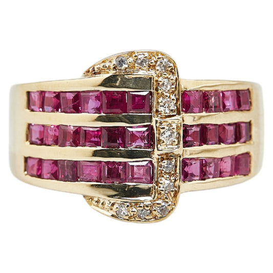 K18YG Yellow Gold Ruby 1.60ct Diamond 0.06ct Ring