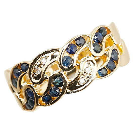 K18YG Yellow Gold Sapphire Diamond Ring