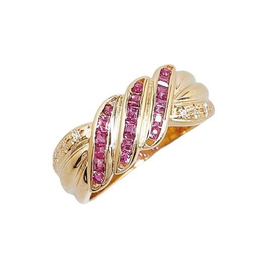 K18YG Yellow Gold Ruby 0.71ct Diamond 0.02ct Ring