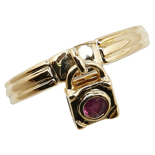 K18YG Yellow Gold Diamond & Ruby 0.06ct Ring