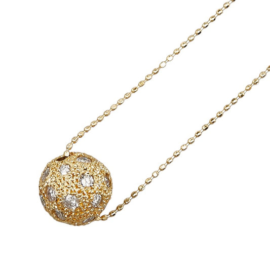 K18YG Gold Diamond Ball Pendant Necklace