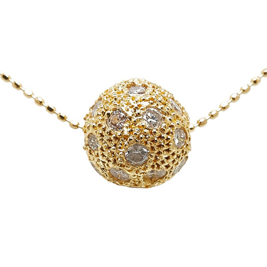 K18YG Gold Diamond Ball Pendant Necklace