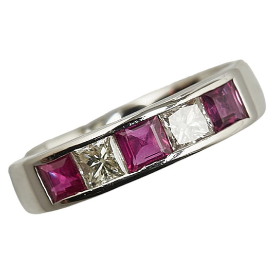 Pt900 Platinum Ruby 0.60ct Diamond 0.387ct Ring