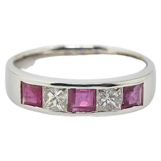 Pt900 Platinum Ruby 0.60ct Diamond 0.387ct Ring