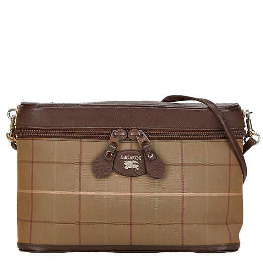 Burberry Check Canvas Leather Shoulder Bag