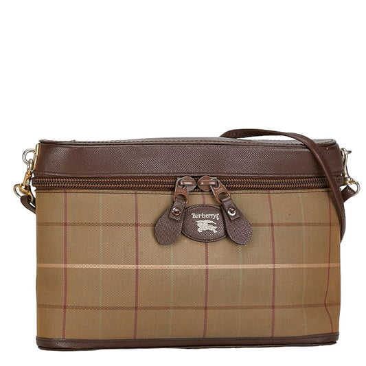 Burberry Check Canvas Leather Shoulder Bag