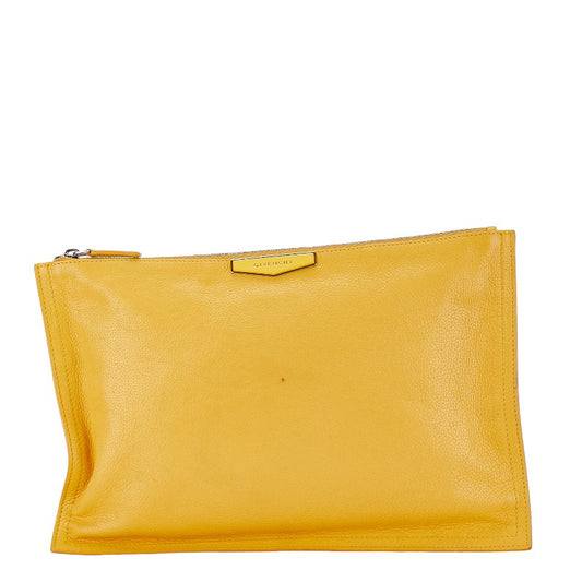 Givenchy Leather Logo Clutch Bag Yellow