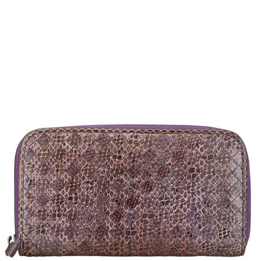 Bottega Veneta Python Intrecciato Zip Wallet