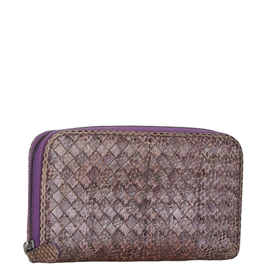 Bottega Veneta Python Intrecciato Zip Wallet