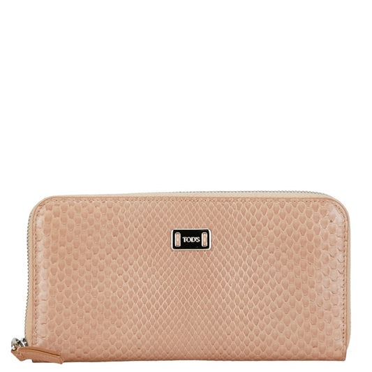 Tod's Python Zip Around Wallet Beige