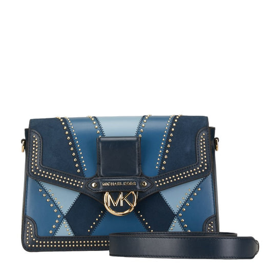 Michael Kors Studded Leather Shoulder Bag Blue