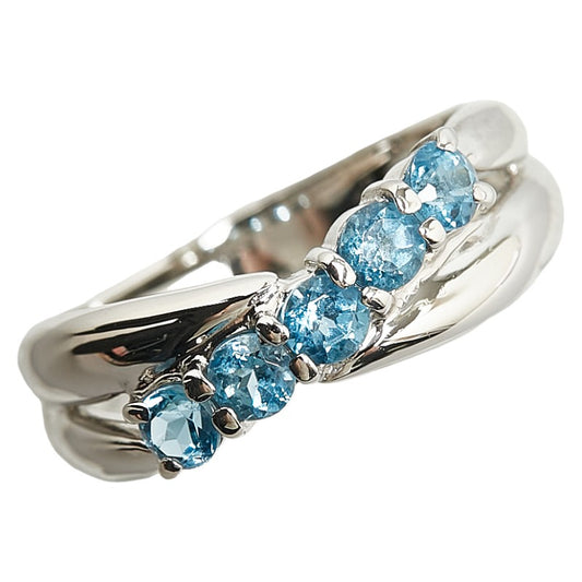 Pt900 Platinum Blue Topaz Ring